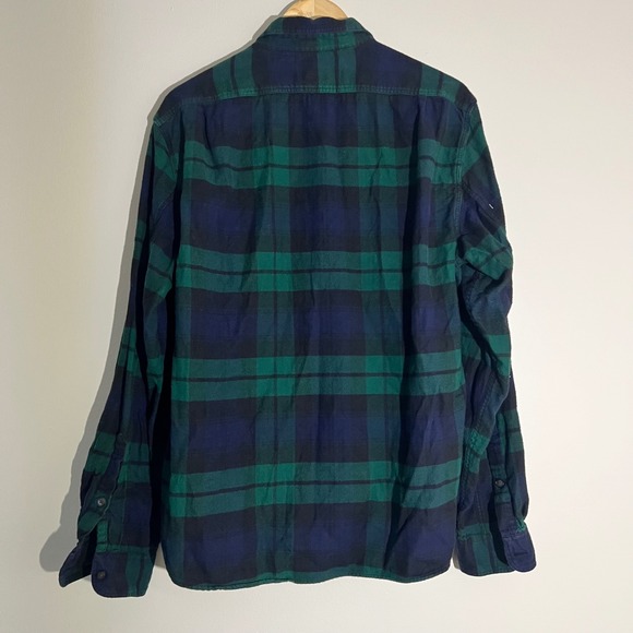 J. Crew XL Slim Fit Flannel Shirt Green Blue Plaid Long Sleeve - Picture 3 of 6